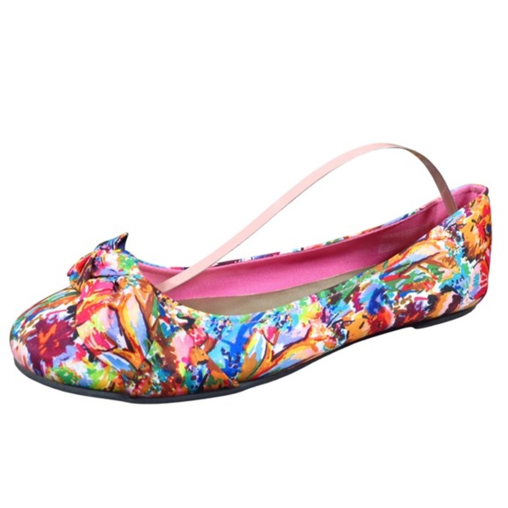 American Eagle Women Ballet Flats Size 6 Multicolor Bow Slip-On Casual Comfort‎